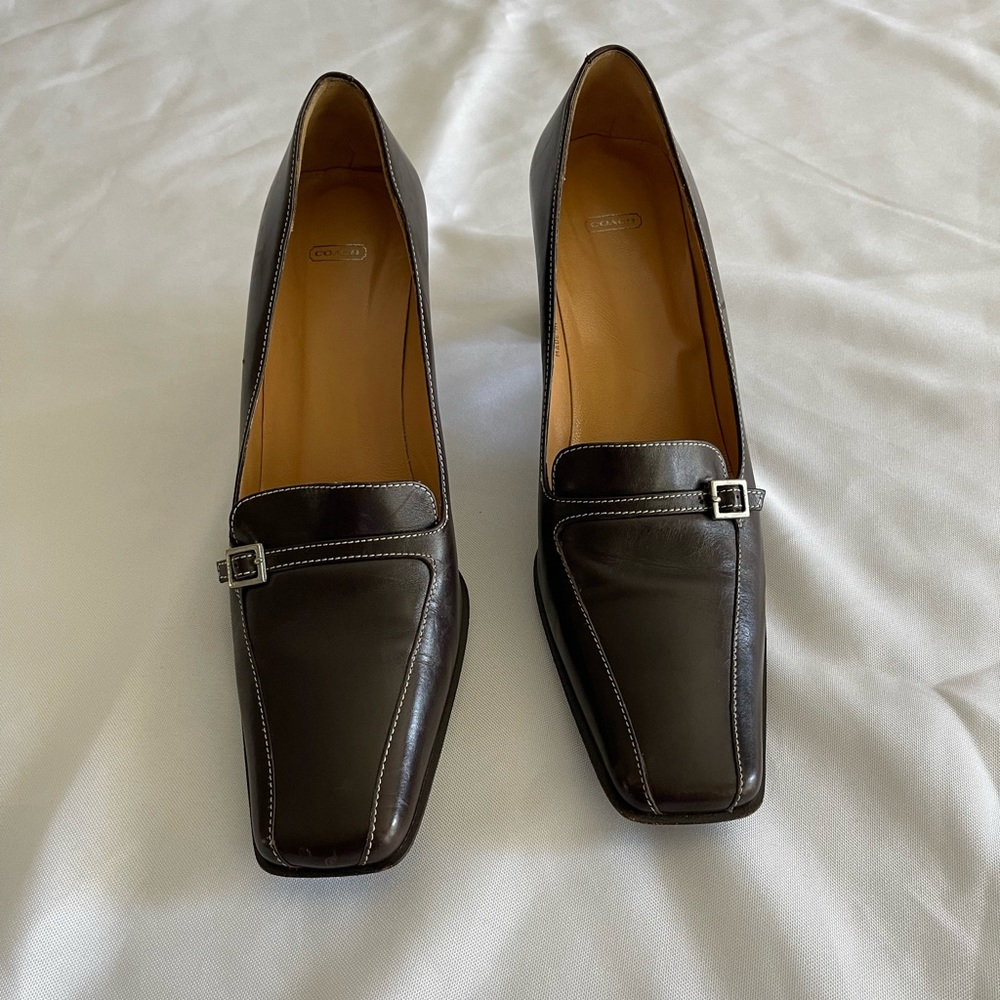 Coach , Made In Italy , Dark Brown Leather Pump , Siz… Gem